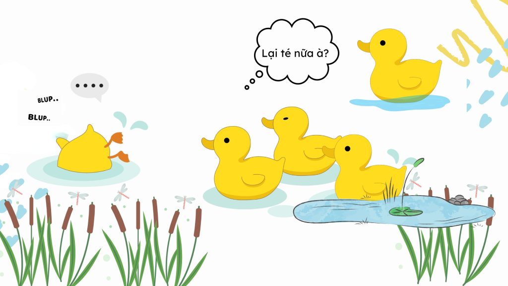 Vịt vàng làm quen bạn học mới