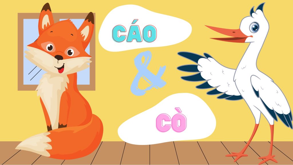 Chị xí muội kể truyện ngụ ngôn cáo và cò