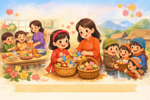 TRUYỆN THIẾU NHI GIỎ QUÀ MÙA XUÂN CỦA ANH ĐÀO