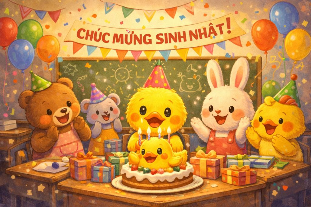 TRUYỆN THIẾU NHI MÓN QUÀ SINH NHẬT ĐÁNG YÊU CỦA VỊT VÀNG